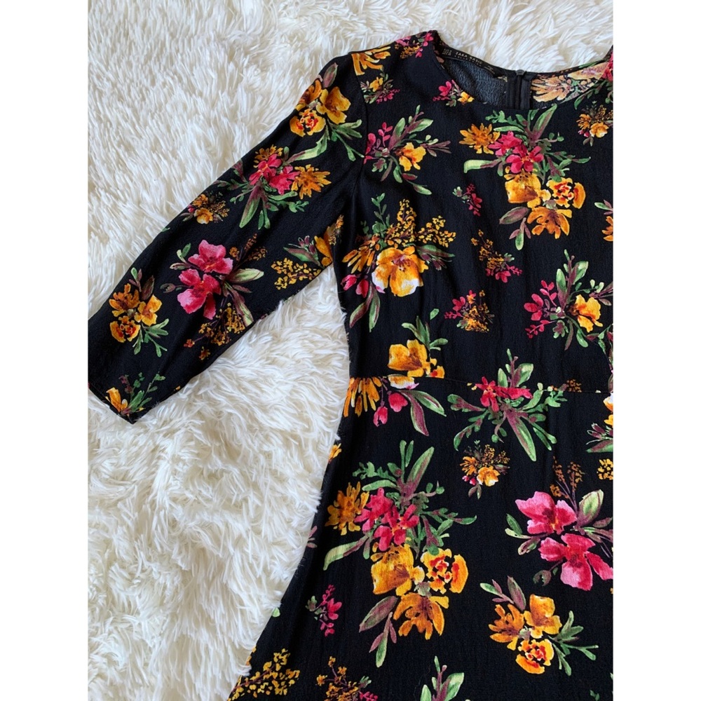 💃Zara Black floral Mini dress size M - Picture 6 of 6